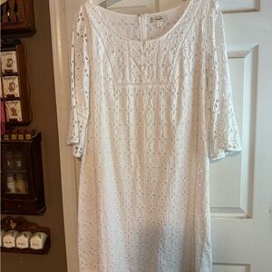 dressbarn White Lace Long Sleeve Dress